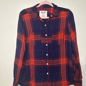 Mossimo Supply Co. Blue and Orange Plaid Shirt